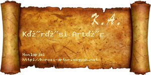 Kőrösi Artúr névjegykártya